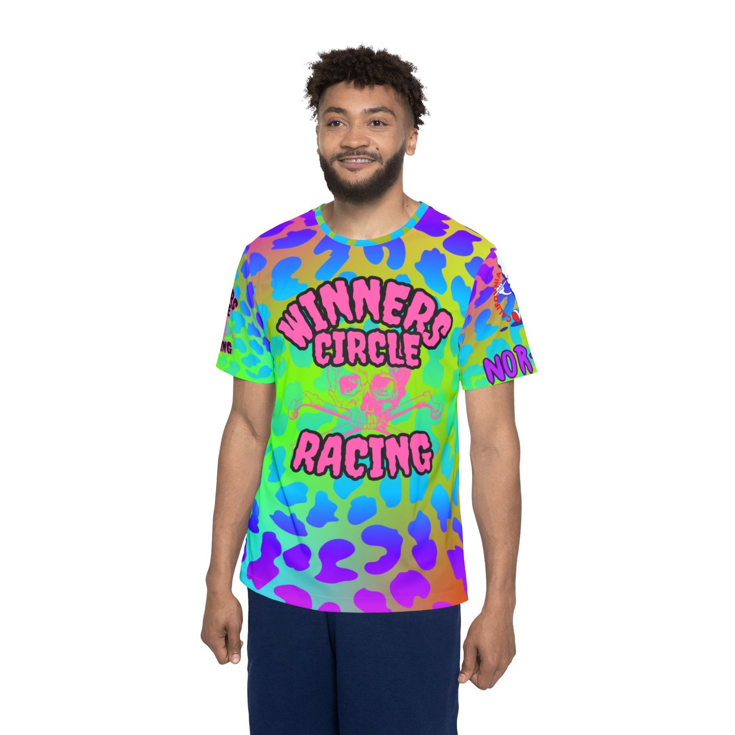 Vibrant Men's Sports Jersey - Perfect for Parties, Festivals, Racing Events, and Everyday Wear, AOP Printed Fun Tee