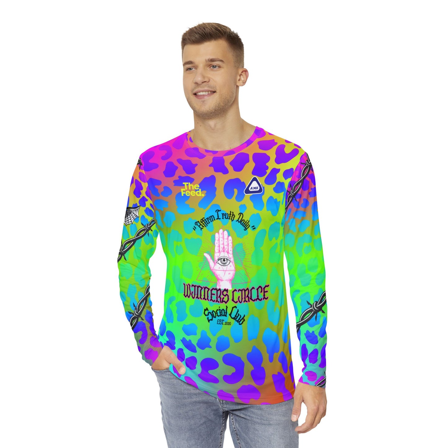 Colorful Abstract Long Sleeve Shirt - Positive Vibes for Relaxed Days
